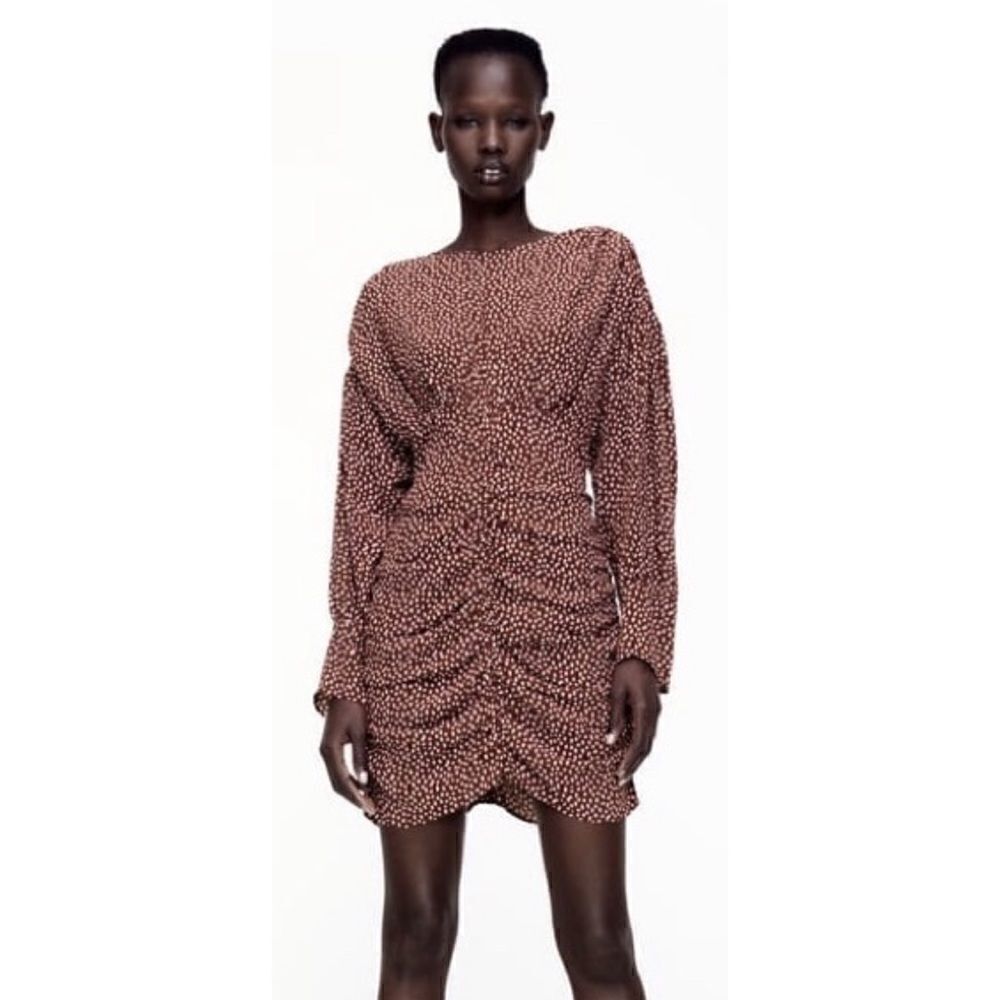 NWT  Zara Draped Printed Mini Dress, Size XS - Picture 2 of 11